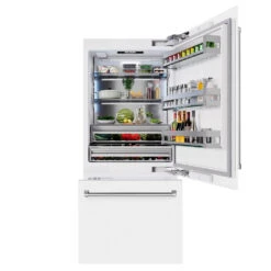 ZLINE 36 In. 19.8 Cu. Ft. Built-In Bottom Freezer Refrigerator With Water Dispenser And Ice Maker In White Matte (RBIT-WM-36)(Zline 36 Built In Refrigerator White Matte Rbit Wm 36) 16 ZLINE 36 In. 19.8 Cu. Ft. Built-In Bottom Freezer Refrigerator With Water Dispenser And Ice Maker In White Matte (RBIT-WM-36)(Zline 36 Built In Refrigerator White Matte Rbit Wm 36) -Induction Cooktop Store zline built in white matte refrigerator RBIT WM 36 front open food
