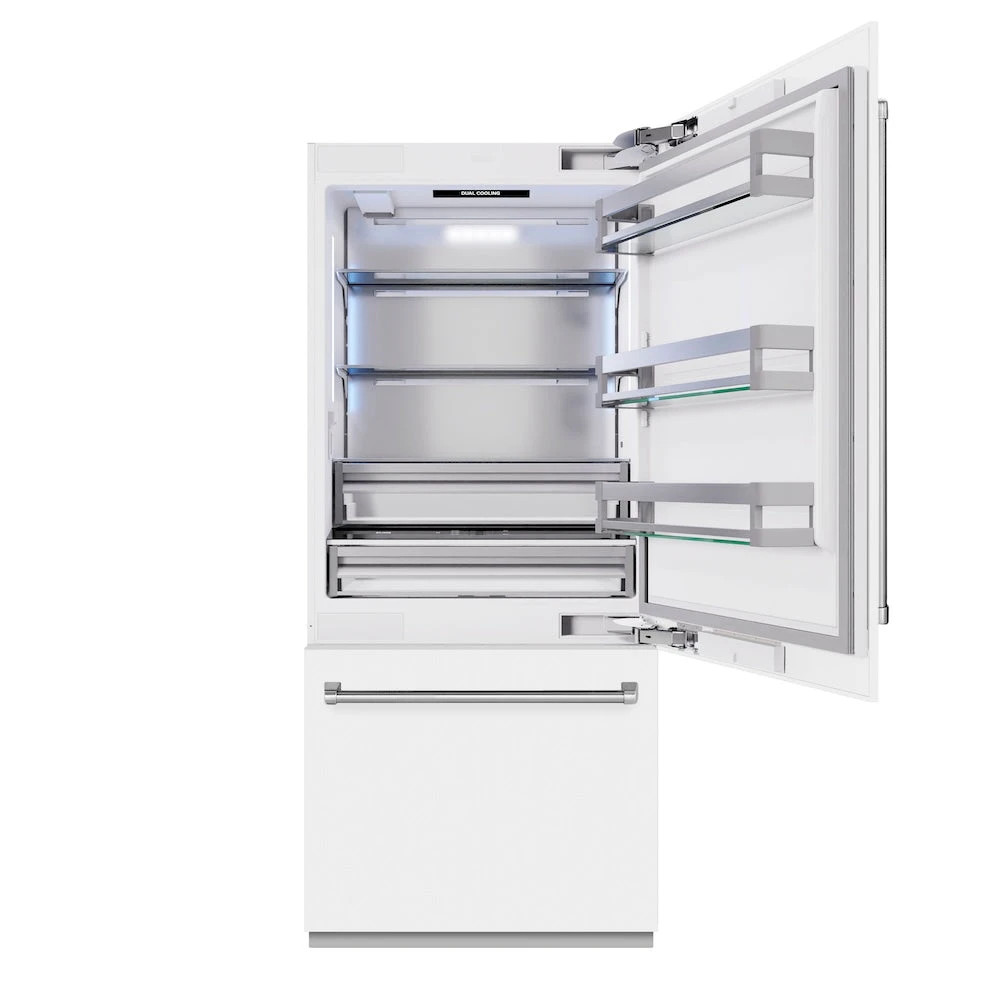 ZLINE 36 In. 19.8 Cu. Ft. Built-In Bottom Freezer Refrigerator With Water Dispenser And Ice Maker In White Matte (RBIT-WM-36)(Zline 36 Built In Refrigerator White Matte Rbit Wm 36) 4 ZLINE 36 In. 19.8 Cu. Ft. Built-In Bottom Freezer Refrigerator With Water Dispenser And Ice Maker In White Matte (RBIT-WM-36)(Zline 36 Built In Refrigerator White Matte Rbit Wm 36) - Image 4