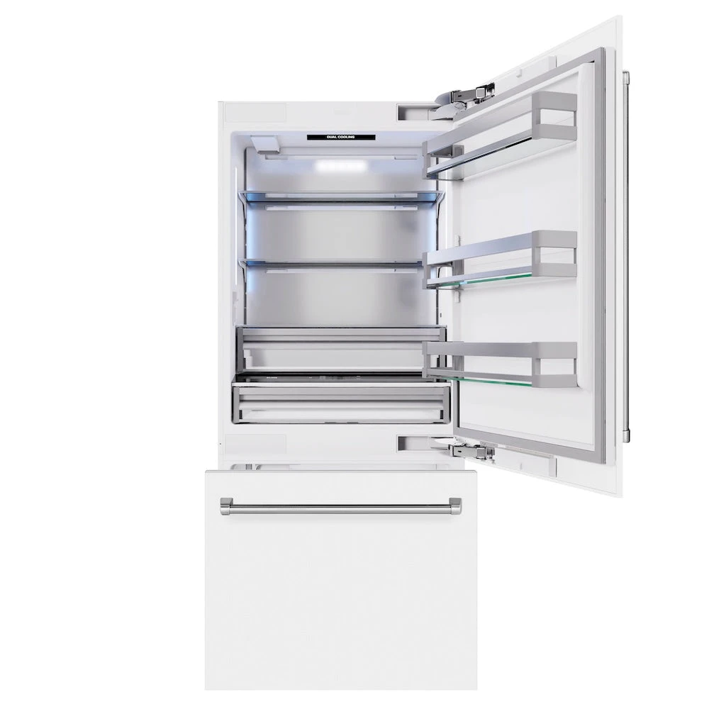 ZLINE 36 In. 19.8 Cu. Ft. Built-In Bottom Freezer Refrigerator With Water Dispenser And Ice Maker In White Matte (RBIT-WM-36)(Zline 36 Built In Refrigerator White Matte Rbit Wm 36) 3 ZLINE 36 In. 19.8 Cu. Ft. Built-In Bottom Freezer Refrigerator With Water Dispenser And Ice Maker In White Matte (RBIT-WM-36)(Zline 36 Built In Refrigerator White Matte Rbit Wm 36) - Image 3
