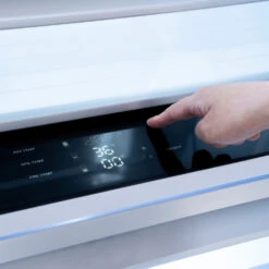 ZLINE 72 In. 39.6 Cu. Ft. French Door Built-In Bottom Freezer Refrigerator With Water Dispensers And Ice Makers In White Matte (RBIT-WM-72)(Zline 72 Built In Refrigerator White Matte Rbit Wm 72) -Induction Cooktop Store zline built in white matte refrigerator RBIT WM 72 details touchpanel 2