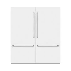 ZLINE 72 In. 39.6 Cu. Ft. French Door Built-In Bottom Freezer Refrigerator With Water Dispensers And Ice Makers In White Matte (RBIT-WM-72)(Zline 72 Built In Refrigerator White Matte Rbit Wm 72)