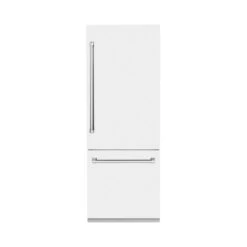 ZLINE 30 In. 16.1 Cu. Ft. Built-In Bottom Freezer Refrigerator With Water Dispenser And Ice Maker In White Matte (RBIV-WM-30)(Zline 30 Built In Refrigerator White Matte Rbiv Wm 30)