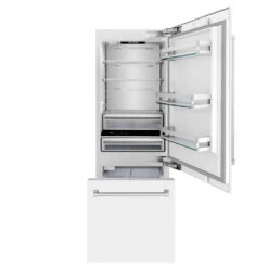 ZLINE 30 In. 16.1 Cu. Ft. Built-In Bottom Freezer Refrigerator With Water Dispenser And Ice Maker In White Matte (RBIV-WM-30)(Zline 30 Built In Refrigerator White Matte Rbiv Wm 30) -Induction Cooktop Store zline built in white matte refrigerator RBIV WM 30 front open freezer 2e393f37 cbf3 4c82 b68e e5f7bab71f43