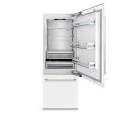ZLINE 30 In. 16.1 Cu. Ft. Built-In Bottom Freezer Refrigerator With Water Dispenser And Ice Maker In White Matte (RBIV-WM-30)(Zline 30 Built In Refrigerator White Matte Rbiv Wm 30) -Induction Cooktop Store zline built in white matte refrigerator RBIV WM 30 front open 3f2183c7 3a5d 453c 9e55 8495f7486f28