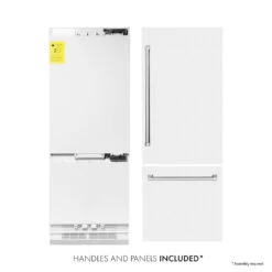ZLINE 30 In. 16.1 Cu. Ft. Built-In Bottom Freezer Refrigerator With Water Dispenser And Ice Maker In White Matte (RBIV-WM-30)(Zline 30 Built In Refrigerator White Matte Rbiv Wm 30) -Induction Cooktop Store zline built in white matte refrigerator RBIV WM 30 separated front main 4a23a403 3e62 44c9 9eef 01bdb3bc987b