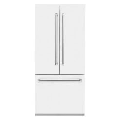 ZLINE 36 In. 19.6 Cu. Ft. French Door Built-In Bottom Freezer Refrigerator With Water Dispenser And Ice Maker In White Matte (RBIV-WM-36)(Zline 36 Built In Refrigerator White Matte Rbiv Wm 36) 15 ZLINE 36 In. 19.6 Cu. Ft. French Door Built-In Bottom Freezer Refrigerator With Water Dispenser And Ice Maker In White Matte (RBIV-WM-36)(Zline 36 Built In Refrigerator White Matte Rbiv Wm 36) -Induction Cooktop Store zline built in white matte refrigerator RBIV WM 36 front main