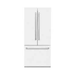 ZLINE 36 In. 19.6 Cu. Ft. French Door Built-In Bottom Freezer Refrigerator With Water Dispenser And Ice Maker In White Matte (RBIV-WM-36)(Zline 36 Built In Refrigerator White Matte Rbiv Wm 36)