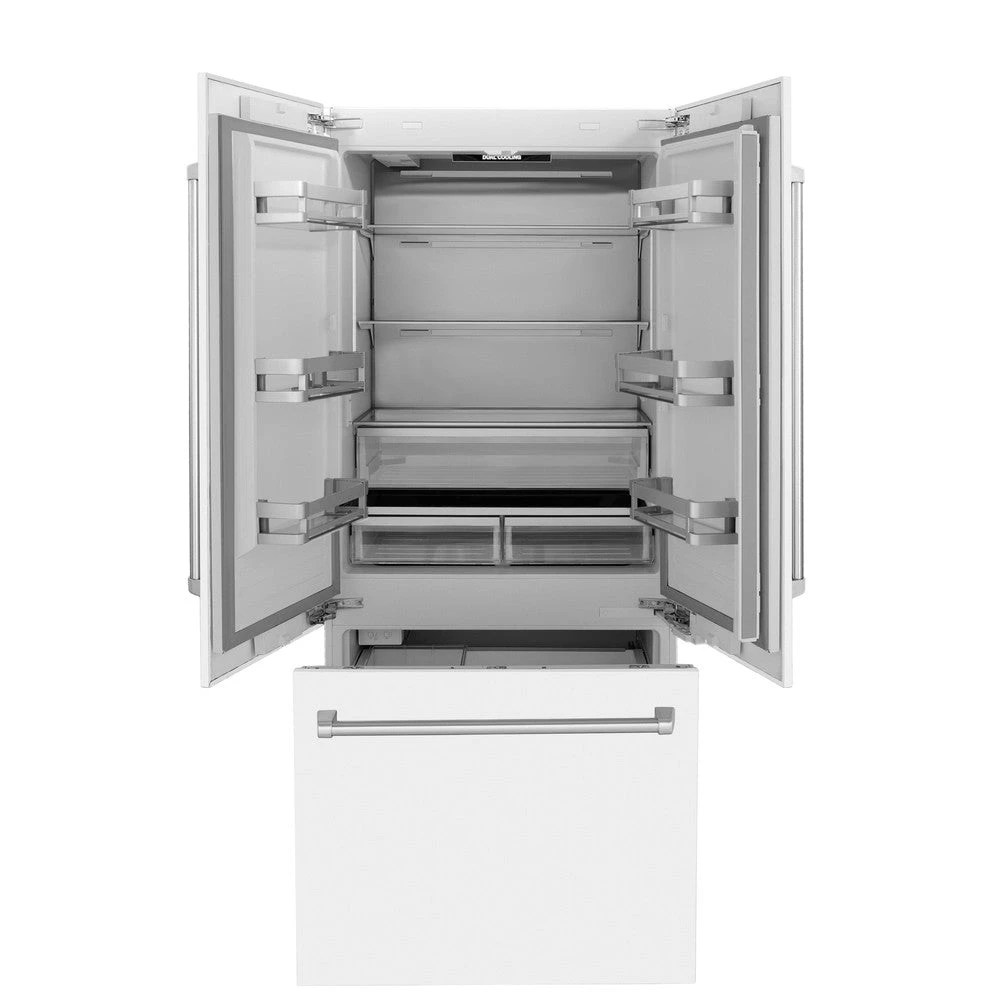 ZLINE 36 In. 19.6 Cu. Ft. French Door Built-In Bottom Freezer Refrigerator With Water Dispenser And Ice Maker In White Matte (RBIV-WM-36)(Zline 36 Built In Refrigerator White Matte Rbiv Wm 36) 5 ZLINE 36 In. 19.6 Cu. Ft. French Door Built-In Bottom Freezer Refrigerator With Water Dispenser And Ice Maker In White Matte (RBIV-WM-36)(Zline 36 Built In Refrigerator White Matte Rbiv Wm 36) - Image 5