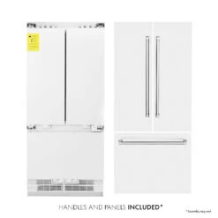 ZLINE 36 In. 19.6 Cu. Ft. French Door Built-In Bottom Freezer Refrigerator With Water Dispenser And Ice Maker In White Matte (RBIV-WM-36)(Zline 36 Built In Refrigerator White Matte Rbiv Wm 36) 24 ZLINE 36 In. 19.6 Cu. Ft. French Door Built-In Bottom Freezer Refrigerator With Water Dispenser And Ice Maker In White Matte (RBIV-WM-36)(Zline 36 Built In Refrigerator White Matte Rbiv Wm 36) -Induction Cooktop Store zline built in white matte refrigerator RBIV WM 36 separated front main 102deef0 5de4 4529 84aa 534d106aeaa0