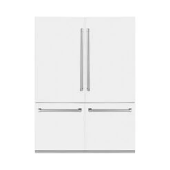 ZLINE 60 In. 32.2 Cu. Ft. French Door Built-In Bottom Freezer Refrigerator With Water Dispensers And Ice Makers In White Matte (RBIV-WM-60)(Zline 60 Built In Refrigerator White Matte Rbiv Wm 60)
