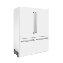 ZLINE 60 In. 32.2 Cu. Ft. French Door Built-In Bottom Freezer Refrigerator With Water Dispensers And Ice Makers In White Matte (RBIV-WM-60)(Zline 60 Built In Refrigerator White Matte Rbiv Wm 60) -Induction Cooktop Store zline built in white matte refrigerator RBIV WM 60 side hero 398d1367 8523 42df b652 84a112d60d70