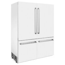 ZLINE 60 In. 32.2 Cu. Ft. French Door Built-In Bottom Freezer Refrigerator With Water Dispensers And Ice Makers In White Matte (RBIV-WM-60)(Zline 60 Built In Refrigerator White Matte Rbiv Wm 60) -Induction Cooktop Store zline built in white matte refrigerator RBIV WM 60 side 02be6827 c039 49df 9dca 88bed8c607d9