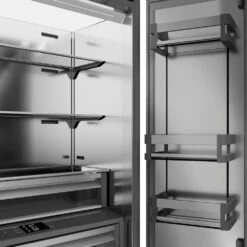 ZLINE 36 In. 19.6 Cu. Ft. French Door Built-In Bottom Freezer Refrigerator With Water Dispenser And Ice Maker In White Matte With Stainless Steel Interior (SRBIV-WM-36)(Zline 36 Built In Refrigerator White Matte Stainless Steel Srbiv Wm 36) -Induction Cooktop Store zline built in white matte refrigerator SRBIV WM 36 detail interior door