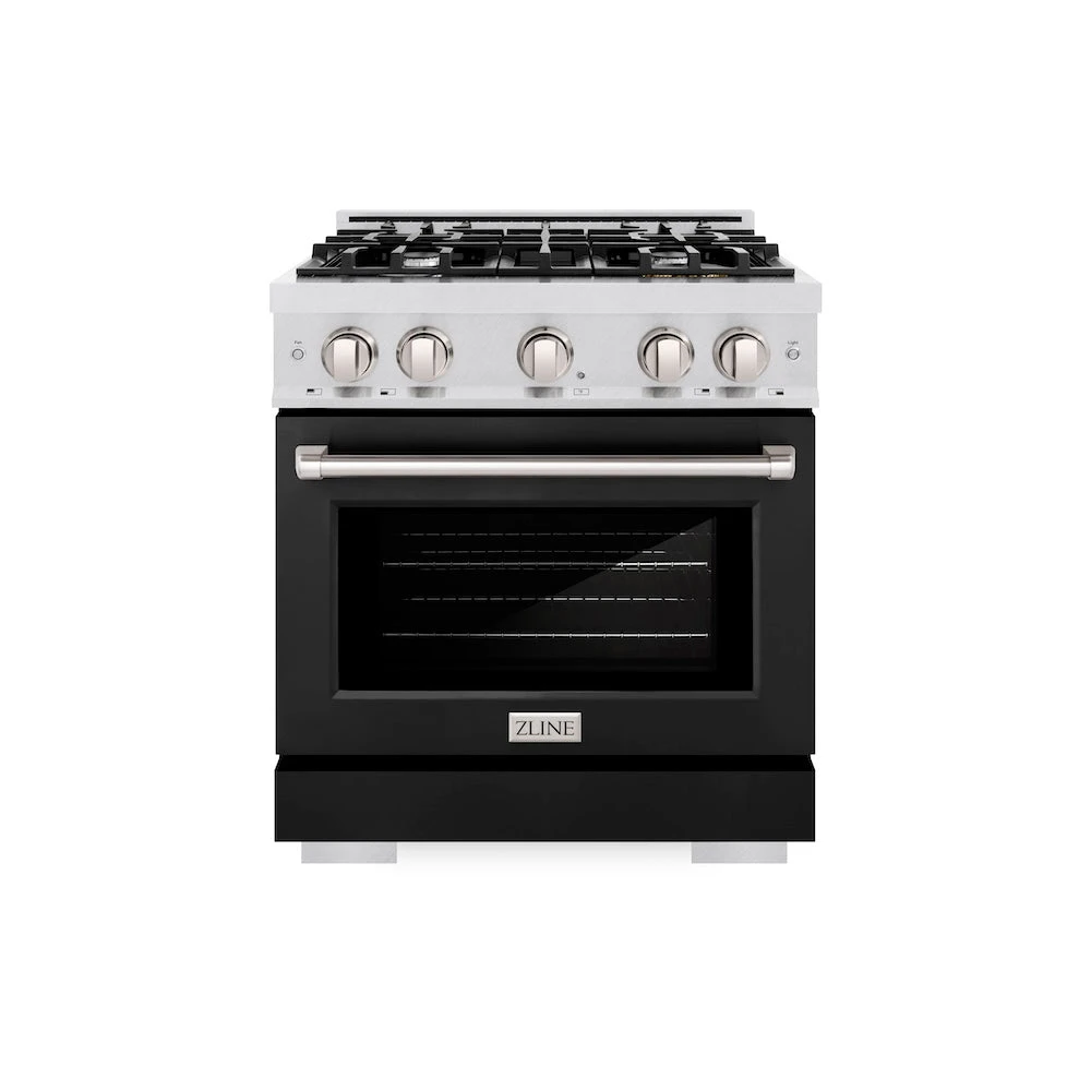 ZLINE 30 In. 4.2 Cu. Ft. Select Dual Fuel Range With 4 Burner Gas Cooktop And Electric Convection Oven In Satin Stainless Steel With Black Matte Door (HDRS-BLM-30)(Zline 30 Select Dual Fuel Range Satin Stainless Steel Black Matte Hdrs Blm 30) 2 ZLINE 30 In. 4.2 Cu. Ft. Select Dual Fuel Range With 4 Burner Gas Cooktop And Electric Convection Oven In Satin Stainless Steel With Black Matte Door (HDRS-BLM-30)(Zline 30 Select Dual Fuel Range Satin Stainless Steel Black Matte Hdrs Blm 30) - Image 2
