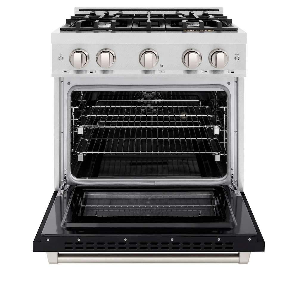 ZLINE 30 In. 4.2 Cu. Ft. Select Dual Fuel Range With 4 Burner Gas Cooktop And Electric Convection Oven In Satin Stainless Steel With Black Matte Door (HDRS-BLM-30)(Zline 30 Select Dual Fuel Range Satin Stainless Steel Black Matte Hdrs Blm 30) 3 ZLINE 30 In. 4.2 Cu. Ft. Select Dual Fuel Range With 4 Burner Gas Cooktop And Electric Convection Oven In Satin Stainless Steel With Black Matte Door (HDRS-BLM-30)(Zline 30 Select Dual Fuel Range Satin Stainless Steel Black Matte Hdrs Blm 30) - Image 3