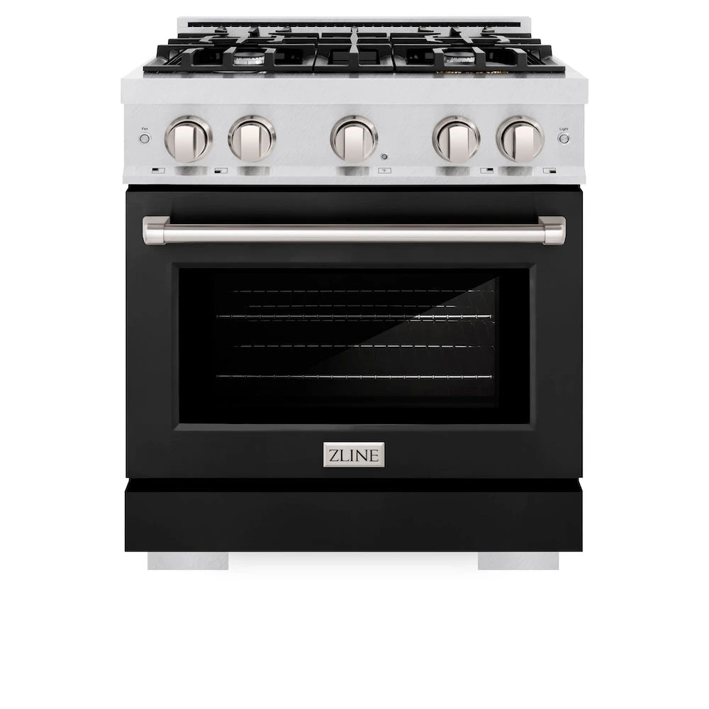 ZLINE 30 In. 4.2 Cu. Ft. Select Dual Fuel Range With 4 Burner Gas Cooktop And Electric Convection Oven In Satin Stainless Steel With Black Matte Door (HDRS-BLM-30)(Zline 30 Select Dual Fuel Range Satin Stainless Steel Black Matte Hdrs Blm 30) 4 ZLINE 30 In. 4.2 Cu. Ft. Select Dual Fuel Range With 4 Burner Gas Cooktop And Electric Convection Oven In Satin Stainless Steel With Black Matte Door (HDRS-BLM-30)(Zline 30 Select Dual Fuel Range Satin Stainless Steel Black Matte Hdrs Blm 30) - Image 4