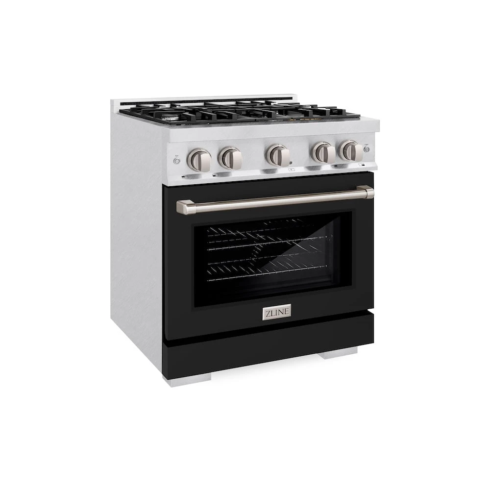 ZLINE 30 In. 4.2 Cu. Ft. Select Dual Fuel Range With 4 Burner Gas Cooktop And Electric Convection Oven In Satin Stainless Steel With Black Matte Door (HDRS-BLM-30)(Zline 30 Select Dual Fuel Range Satin Stainless Steel Black Matte Hdrs Blm 30) 1 ZLINE 30 In. 4.2 Cu. Ft. Select Dual Fuel Range With 4 Burner Gas Cooktop And Electric Convection Oven In Satin Stainless Steel With Black Matte Door (HDRS-BLM-30)(Zline 30 Select Dual Fuel Range Satin Stainless Steel Black Matte Hdrs Blm 30)