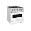 ZLINE 30 In. 4.2 Cu. Ft. Classic Dual Fuel Range With 4 Burner Gas Cooktop And Electric Convection Oven In Satin Stainless Steel With White Matte Door (CDRS-WM-30)(Zline 30 Classic Dual Fuel Range Satin Stainless Steel White Matte Cdrs Wm 30)