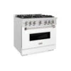 ZLINE 36 In. 5.2 Cu. Ft. Classic Dual Fuel Range With 6 Burner Gas Cooktop And Electric Convection Oven In Satin Stainless Steel With White Matte Door (CDRS-WM-36)(Zline 36 Classic Dual Fuel Range Satin Stainless Steel White Matte Cdrs Wm 36)