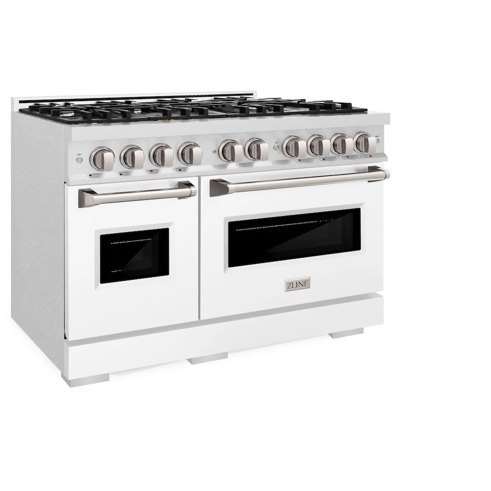 ZLINE 48 In. 6.7 Cu. Ft. Classic Double Oven Dual Fuel Range With 8 Burner Gas Cooktop In Satin Stainless Steel With White Matte Doors (CDRS-WM-48)(Zline 48 Classic Dual Fuel Range Satin Stainless Steel White Matte Cdrs Wm 48) 5 ZLINE 48 In. 6.7 Cu. Ft. Classic Double Oven Dual Fuel Range With 8 Burner Gas Cooktop In Satin Stainless Steel With White Matte Doors (CDRS-WM-48)(Zline 48 Classic Dual Fuel Range Satin Stainless Steel White Matte Cdrs Wm 48) - Image 5