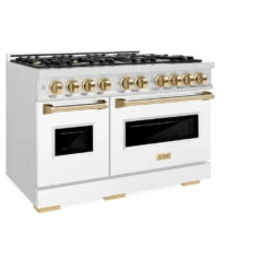 ZLINE Autograph Edition 48 In. 6.7 Cu. Ft. Classic Double Oven Dual Fuel Range With 8 Burner Gas Cooktop In Satin Stainless Steel With White Matte Doors And Polished Gold Accents (CDRSZ-WM-48-G)(Zline Autograph Edition 48 Classic Dual Fuel Range Satin Stainless Steel White Matte Polished Gold Cdrsz Wm 48 G) 18 ZLINE Autograph Edition 48 In. 6.7 Cu. Ft. Classic Double Oven Dual Fuel Range With 8 Burner Gas Cooktop In Satin Stainless Steel With White Matte Doors And Polished Gold Accents (CDRSZ-WM-48-G)(Zline Autograph Edition 48 Classic Dual Fuel Range Satin Stainless Steel White Matte Polished Gold Cdrsz Wm 48 G) -Induction Cooktop Store zline classic satin stainless steel dual fuel range autograph edition polished gold CDRSZ WM 48 G main