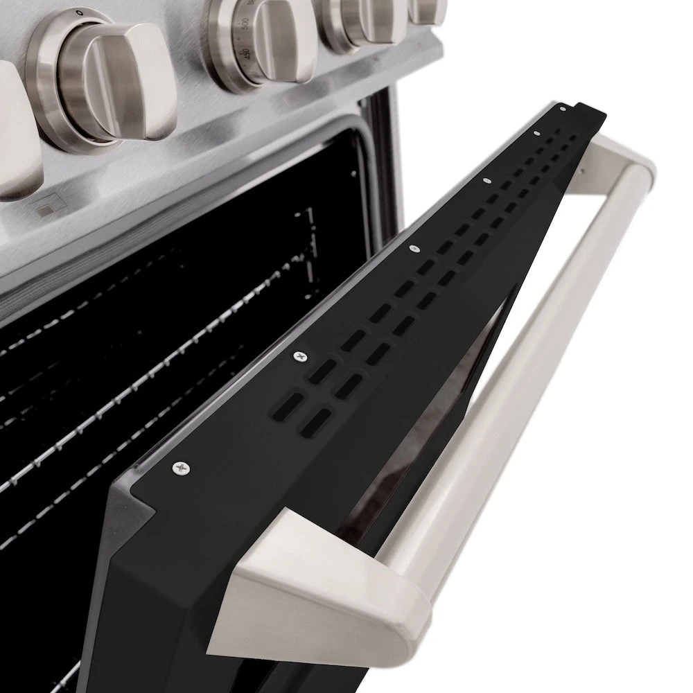 ZLINE 30 In. 4.2 Cu. Ft. Classic Gas Range With 4 Burner Cooktop And Convection Gas Oven In Satin Stainless Steel With Black Matte Door (CGRS-BLM-30)(Zline 30 Classic Gas Range Satin Stainless Steel Black Matte Cgrs Blm 30) 7 ZLINE 30 In. 4.2 Cu. Ft. Classic Gas Range With 4 Burner Cooktop And Convection Gas Oven In Satin Stainless Steel With Black Matte Door (CGRS-BLM-30)(Zline 30 Classic Gas Range Satin Stainless Steel Black Matte Cgrs Blm 30) - Image 7