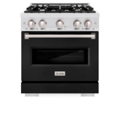 ZLINE 30 In. 4.2 Cu. Ft. Classic Gas Range With 4 Burner Cooktop And Convection Gas Oven In Satin Stainless Steel With Black Matte Door (CGRS-BLM-30)(Zline 30 Classic Gas Range Satin Stainless Steel Black Matte Cgrs Blm 30) 17 ZLINE 30 In. 4.2 Cu. Ft. Classic Gas Range With 4 Burner Cooktop And Convection Gas Oven In Satin Stainless Steel With Black Matte Door (CGRS-BLM-30)(Zline 30 Classic Gas Range Satin Stainless Steel Black Matte Cgrs Blm 30) -Induction Cooktop Store zline classic satin stainless steel gas range CGRS BLM 30 front