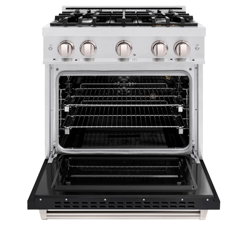 ZLINE 30 In. 4.2 Cu. Ft. Classic Gas Range With 4 Burner Cooktop And Convection Gas Oven In Satin Stainless Steel With Black Matte Door (CGRS-BLM-30)(Zline 30 Classic Gas Range Satin Stainless Steel Black Matte Cgrs Blm 30) 3 ZLINE 30 In. 4.2 Cu. Ft. Classic Gas Range With 4 Burner Cooktop And Convection Gas Oven In Satin Stainless Steel With Black Matte Door (CGRS-BLM-30)(Zline 30 Classic Gas Range Satin Stainless Steel Black Matte Cgrs Blm 30) - Image 3