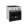 ZLINE 30 In. 4.2 Cu. Ft. Classic Gas Range With 4 Burner Cooktop And Convection Gas Oven In Satin Stainless Steel With Black Matte Door (CGRS-BLM-30)(Zline 30 Classic Gas Range Satin Stainless Steel Black Matte Cgrs Blm 30)