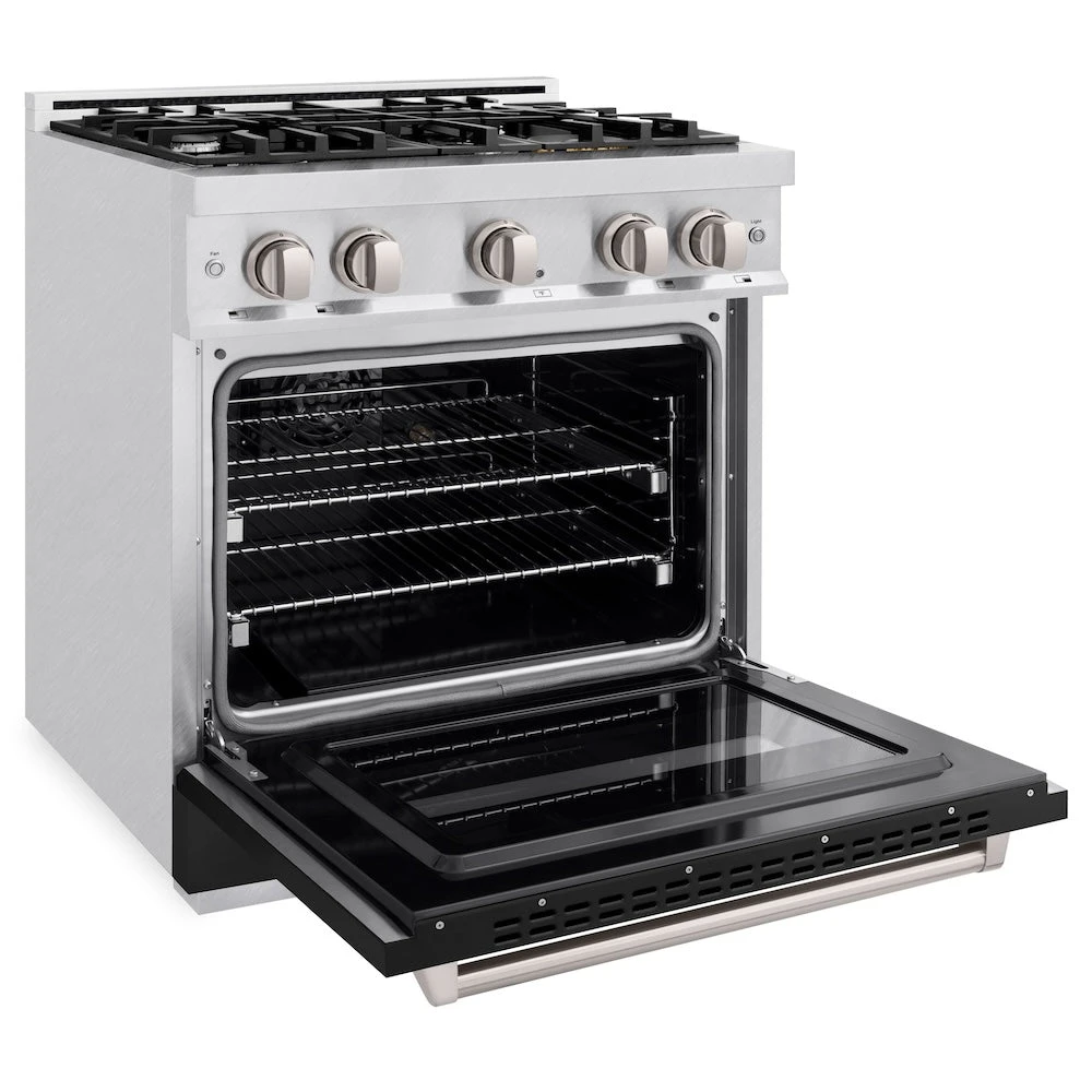 ZLINE 30 In. 4.2 Cu. Ft. Classic Gas Range With 4 Burner Cooktop And Convection Gas Oven In Satin Stainless Steel With Black Matte Door (CGRS-BLM-30)(Zline 30 Classic Gas Range Satin Stainless Steel Black Matte Cgrs Blm 30) 6 ZLINE 30 In. 4.2 Cu. Ft. Classic Gas Range With 4 Burner Cooktop And Convection Gas Oven In Satin Stainless Steel With Black Matte Door (CGRS-BLM-30)(Zline 30 Classic Gas Range Satin Stainless Steel Black Matte Cgrs Blm 30) - Image 6