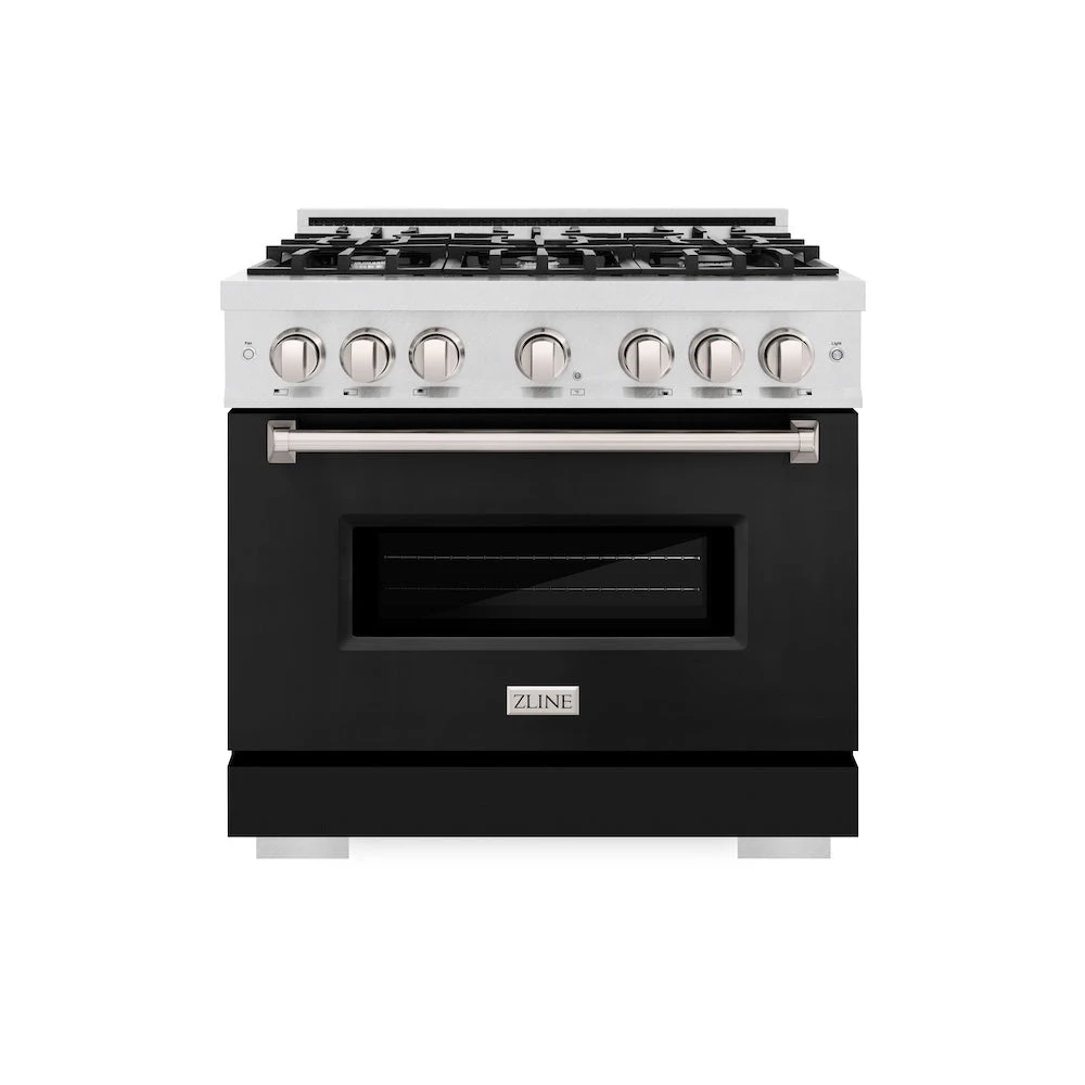 ZLINE 36 In. 5.2 Cu. Ft. Classic Gas Range With 6 Burner Cooktop And Convection Gas Oven In Satin Stainless Steel With Black Matte Door (CGRS-BLM-36)(Zline 36 Classic Gas Range Satin Stainless Steel Black Matte Cgrs Blm 36) 2 ZLINE 36 In. 5.2 Cu. Ft. Classic Gas Range With 6 Burner Cooktop And Convection Gas Oven In Satin Stainless Steel With Black Matte Door (CGRS-BLM-36)(Zline 36 Classic Gas Range Satin Stainless Steel Black Matte Cgrs Blm 36) - Image 2
