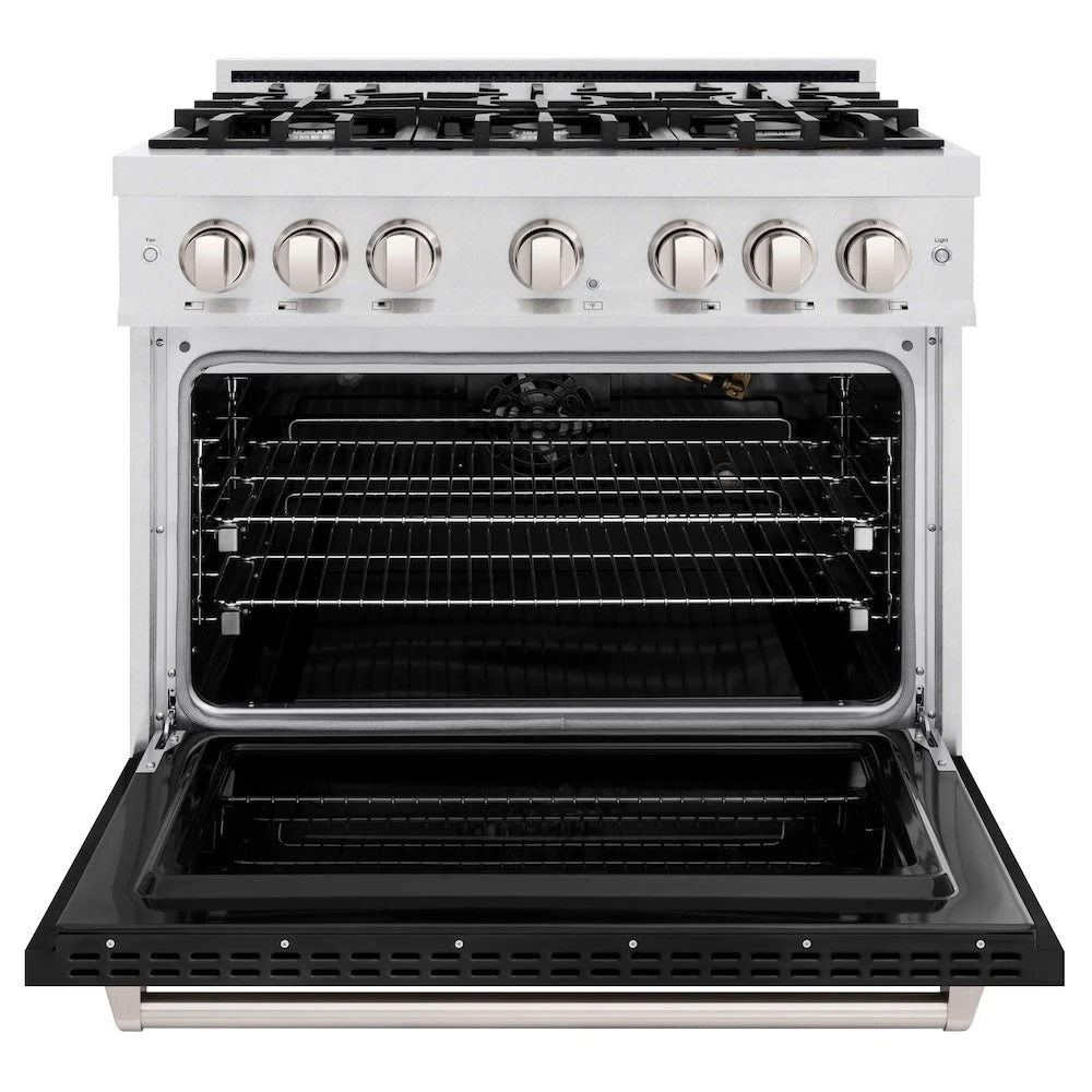 ZLINE 36 In. 5.2 Cu. Ft. Classic Gas Range With 6 Burner Cooktop And Convection Gas Oven In Satin Stainless Steel With Black Matte Door (CGRS-BLM-36)(Zline 36 Classic Gas Range Satin Stainless Steel Black Matte Cgrs Blm 36) 3 ZLINE 36 In. 5.2 Cu. Ft. Classic Gas Range With 6 Burner Cooktop And Convection Gas Oven In Satin Stainless Steel With Black Matte Door (CGRS-BLM-36)(Zline 36 Classic Gas Range Satin Stainless Steel Black Matte Cgrs Blm 36) - Image 3