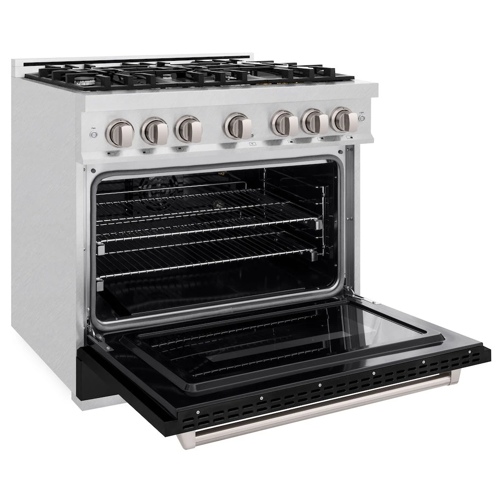 ZLINE 36 In. 5.2 Cu. Ft. Classic Gas Range With 6 Burner Cooktop And Convection Gas Oven In Satin Stainless Steel With Black Matte Door (CGRS-BLM-36)(Zline 36 Classic Gas Range Satin Stainless Steel Black Matte Cgrs Blm 36) 5 ZLINE 36 In. 5.2 Cu. Ft. Classic Gas Range With 6 Burner Cooktop And Convection Gas Oven In Satin Stainless Steel With Black Matte Door (CGRS-BLM-36)(Zline 36 Classic Gas Range Satin Stainless Steel Black Matte Cgrs Blm 36) - Image 5