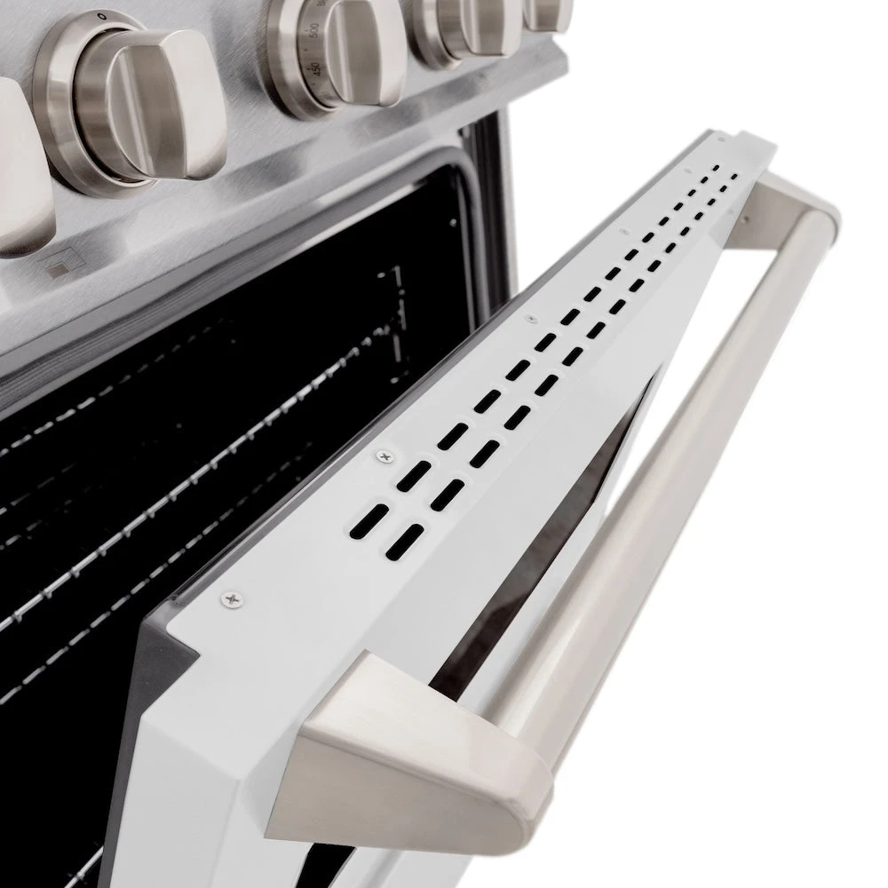 ZLINE 30 In. 4.2 Cu. Ft. Classic Gas Range With 4 Burner Cooktop And Convection Gas Oven In Satin Stainless Steel With White Matte Door (CGRS-WM-30)(Zline 30 Classic Gas Range Satin Stainless Steel White Matte Cgrs Wm 30) 8 ZLINE 30 In. 4.2 Cu. Ft. Classic Gas Range With 4 Burner Cooktop And Convection Gas Oven In Satin Stainless Steel With White Matte Door (CGRS-WM-30)(Zline 30 Classic Gas Range Satin Stainless Steel White Matte Cgrs Wm 30) - Image 8