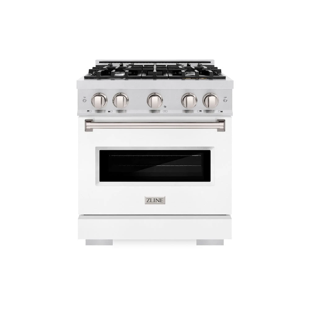 ZLINE 30 In. 4.2 Cu. Ft. Classic Gas Range With 4 Burner Cooktop And Convection Gas Oven In Satin Stainless Steel With White Matte Door (CGRS-WM-30)(Zline 30 Classic Gas Range Satin Stainless Steel White Matte Cgrs Wm 30) 2 ZLINE 30 In. 4.2 Cu. Ft. Classic Gas Range With 4 Burner Cooktop And Convection Gas Oven In Satin Stainless Steel With White Matte Door (CGRS-WM-30)(Zline 30 Classic Gas Range Satin Stainless Steel White Matte Cgrs Wm 30) - Image 2