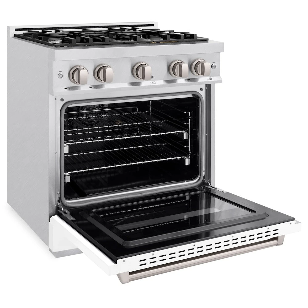 ZLINE 30 In. 4.2 Cu. Ft. Classic Gas Range With 4 Burner Cooktop And Convection Gas Oven In Satin Stainless Steel With White Matte Door (CGRS-WM-30)(Zline 30 Classic Gas Range Satin Stainless Steel White Matte Cgrs Wm 30) 6 ZLINE 30 In. 4.2 Cu. Ft. Classic Gas Range With 4 Burner Cooktop And Convection Gas Oven In Satin Stainless Steel With White Matte Door (CGRS-WM-30)(Zline 30 Classic Gas Range Satin Stainless Steel White Matte Cgrs Wm 30) - Image 6