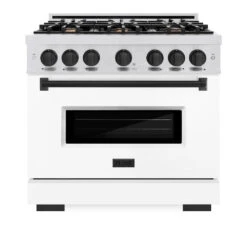 ZLINE Autograph Edition 36 In. 5.2 Cu. Ft. Classic Gas Range With 6 Burner Cooktop And Convection Gas Oven In Satin Stainless Steel With White Matte Door And Matte Black Accents (CGRSZ-WM-36-MB)(Zline Autograph Edition 36 Classic Gas Range Satin Stainless Steel White Matte Matte Black Cgrsz Wm 36 Mb) 16 ZLINE Autograph Edition 36 In. 5.2 Cu. Ft. Classic Gas Range With 6 Burner Cooktop And Convection Gas Oven In Satin Stainless Steel With White Matte Door And Matte Black Accents (CGRSZ-WM-36-MB)(Zline Autograph Edition 36 Classic Gas Range Satin Stainless Steel White Matte Matte Black Cgrsz Wm 36 Mb) -Induction Cooktop Store zline classic satin stainless steel gas range autograph edition matte black CGRSZ WM 36 MB front