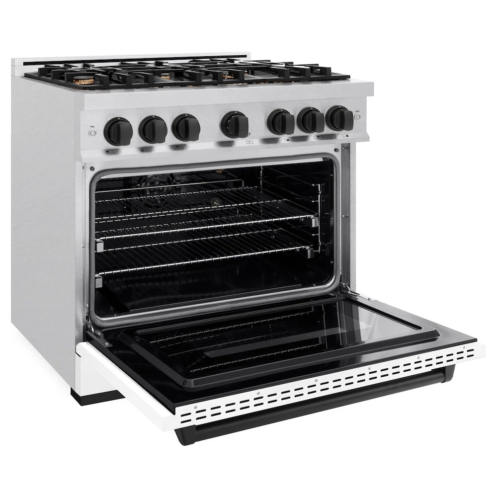 ZLINE Autograph Edition 36 In. 5.2 Cu. Ft. Classic Gas Range With 6 Burner Cooktop And Convection Gas Oven In Satin Stainless Steel With White Matte Door And Matte Black Accents (CGRSZ-WM-36-MB)(Zline Autograph Edition 36 Classic Gas Range Satin Stainless Steel White Matte Matte Black Cgrsz Wm 36 Mb) 7 ZLINE Autograph Edition 36 In. 5.2 Cu. Ft. Classic Gas Range With 6 Burner Cooktop And Convection Gas Oven In Satin Stainless Steel With White Matte Door And Matte Black Accents (CGRSZ-WM-36-MB)(Zline Autograph Edition 36 Classic Gas Range Satin Stainless Steel White Matte Matte Black Cgrsz Wm 36 Mb) - Image 7