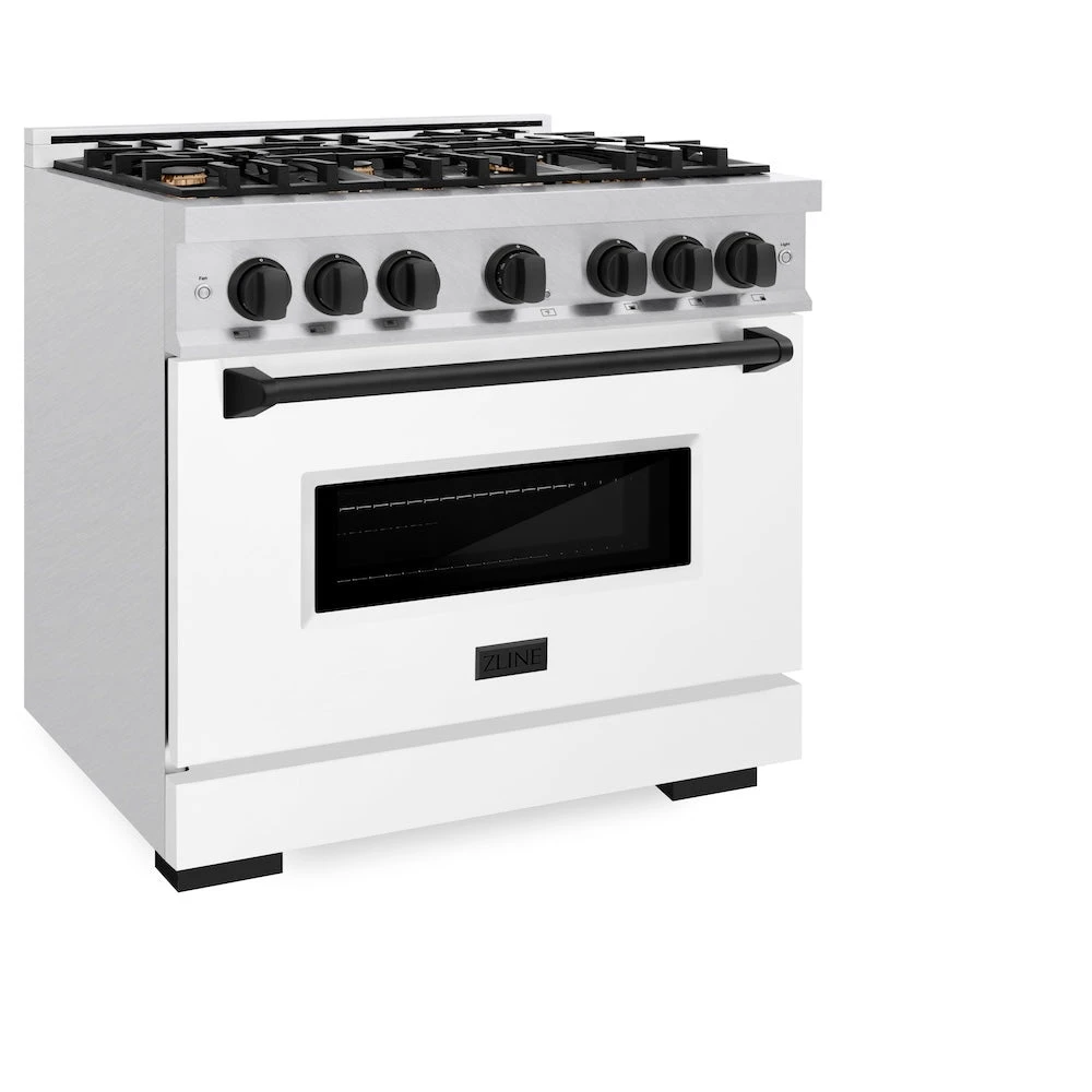 ZLINE Autograph Edition 36 In. 5.2 Cu. Ft. Classic Gas Range With 6 Burner Cooktop And Convection Gas Oven In Satin Stainless Steel With White Matte Door And Matte Black Accents (CGRSZ-WM-36-MB)(Zline Autograph Edition 36 Classic Gas Range Satin Stainless Steel White Matte Matte Black Cgrsz Wm 36 Mb) 8 ZLINE Autograph Edition 36 In. 5.2 Cu. Ft. Classic Gas Range With 6 Burner Cooktop And Convection Gas Oven In Satin Stainless Steel With White Matte Door And Matte Black Accents (CGRSZ-WM-36-MB)(Zline Autograph Edition 36 Classic Gas Range Satin Stainless Steel White Matte Matte Black Cgrsz Wm 36 Mb) - Image 8