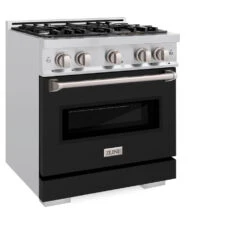 ZLINE 30 In. 4.2 Cu. Ft. Classic Gas Range With 4 Burner Cooktop And Convection Gas Oven In Stainless Steel With Black Matte Door (CGR-BLM-30)(Zline 30 Classic Gas Range Stainless Steel Black Matte Cgr Blm 30) -Induction Cooktop Store zline classic stainless steel black matte door gas range CGR BLM 30 main