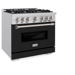 ZLINE 36 In. 5.2 Cu. Ft. Classic Gas Range With 6 Burner Cooktop And Convection Gas Oven In Stainless Steel With Black Matte Door (CGR-BLM-36)(Zline 36 Classic Gas Range Stainless Steel Black Matte Cgr Blm 36) -Induction Cooktop Store zline classic stainless steel black matte gas range CGR BLM 36 main