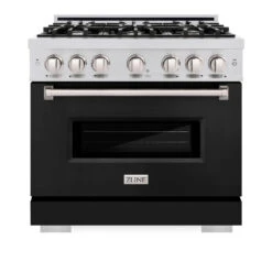 ZLINE 36 In. 5.2 Cu. Ft. Classic Dual Fuel Range With 6 Burner Gas Cooktop And Electric Convection Oven In Stainless Steel With Black Matte Door (CDR-BLM-36)(Zline 36 Classic Dual Fuel Range Stainless Steel Black Matte Cdr Blm 36) 10 ZLINE 36 In. 5.2 Cu. Ft. Classic Dual Fuel Range With 6 Burner Gas Cooktop And Electric Convection Oven In Stainless Steel With Black Matte Door (CDR-BLM-36)(Zline 36 Classic Dual Fuel Range Stainless Steel Black Matte Cdr Blm 36) -Induction Cooktop Store zline classic stainless steel dual fuel black matte range CDR BLM 36 front