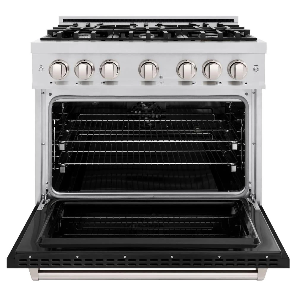 ZLINE 36 In. 5.2 Cu. Ft. Classic Dual Fuel Range With 6 Burner Gas Cooktop And Electric Convection Oven In Stainless Steel With Black Matte Door (CDR-BLM-36)(Zline 36 Classic Dual Fuel Range Stainless Steel Black Matte Cdr Blm 36) 4 ZLINE 36 In. 5.2 Cu. Ft. Classic Dual Fuel Range With 6 Burner Gas Cooktop And Electric Convection Oven In Stainless Steel With Black Matte Door (CDR-BLM-36)(Zline 36 Classic Dual Fuel Range Stainless Steel Black Matte Cdr Blm 36) - Image 4