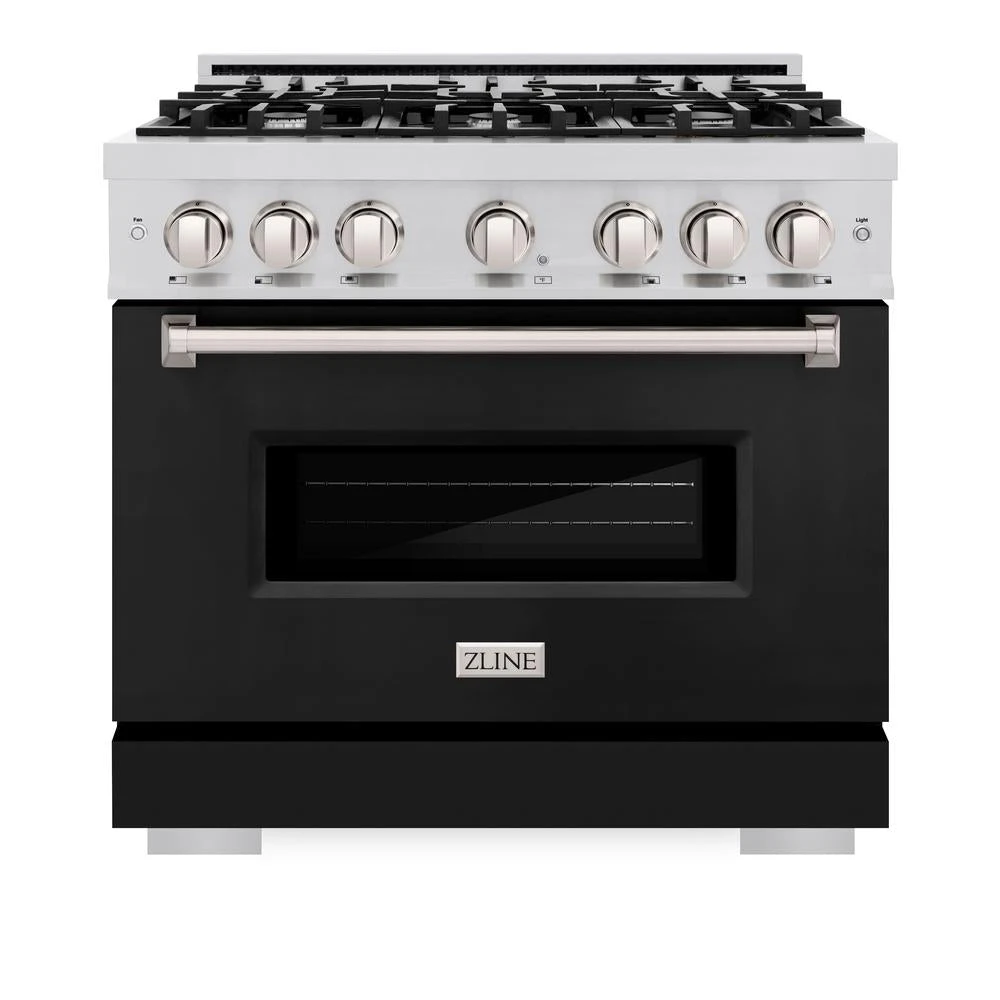 ZLINE 36 In. 5.2 Cu. Ft. Classic Dual Fuel Range With 6 Burner Gas Cooktop And Electric Convection Oven In Stainless Steel With Black Matte Door (CDR-BLM-36)(Zline 36 Classic Dual Fuel Range Stainless Steel Black Matte Cdr Blm 36) 3 ZLINE 36 In. 5.2 Cu. Ft. Classic Dual Fuel Range With 6 Burner Gas Cooktop And Electric Convection Oven In Stainless Steel With Black Matte Door (CDR-BLM-36)(Zline 36 Classic Dual Fuel Range Stainless Steel Black Matte Cdr Blm 36) - Image 3
