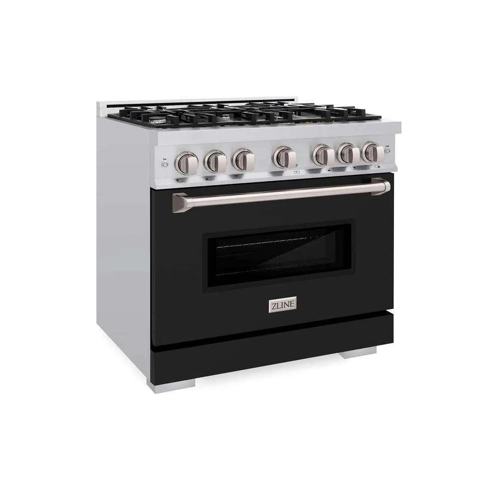 ZLINE 36 In. 5.2 Cu. Ft. Classic Dual Fuel Range With 6 Burner Gas Cooktop And Electric Convection Oven In Stainless Steel With Black Matte Door (CDR-BLM-36)(Zline 36 Classic Dual Fuel Range Stainless Steel Black Matte Cdr Blm 36) 1 ZLINE 36 In. 5.2 Cu. Ft. Classic Dual Fuel Range With 6 Burner Gas Cooktop And Electric Convection Oven In Stainless Steel With Black Matte Door (CDR-BLM-36)(Zline 36 Classic Dual Fuel Range Stainless Steel Black Matte Cdr Blm 36)