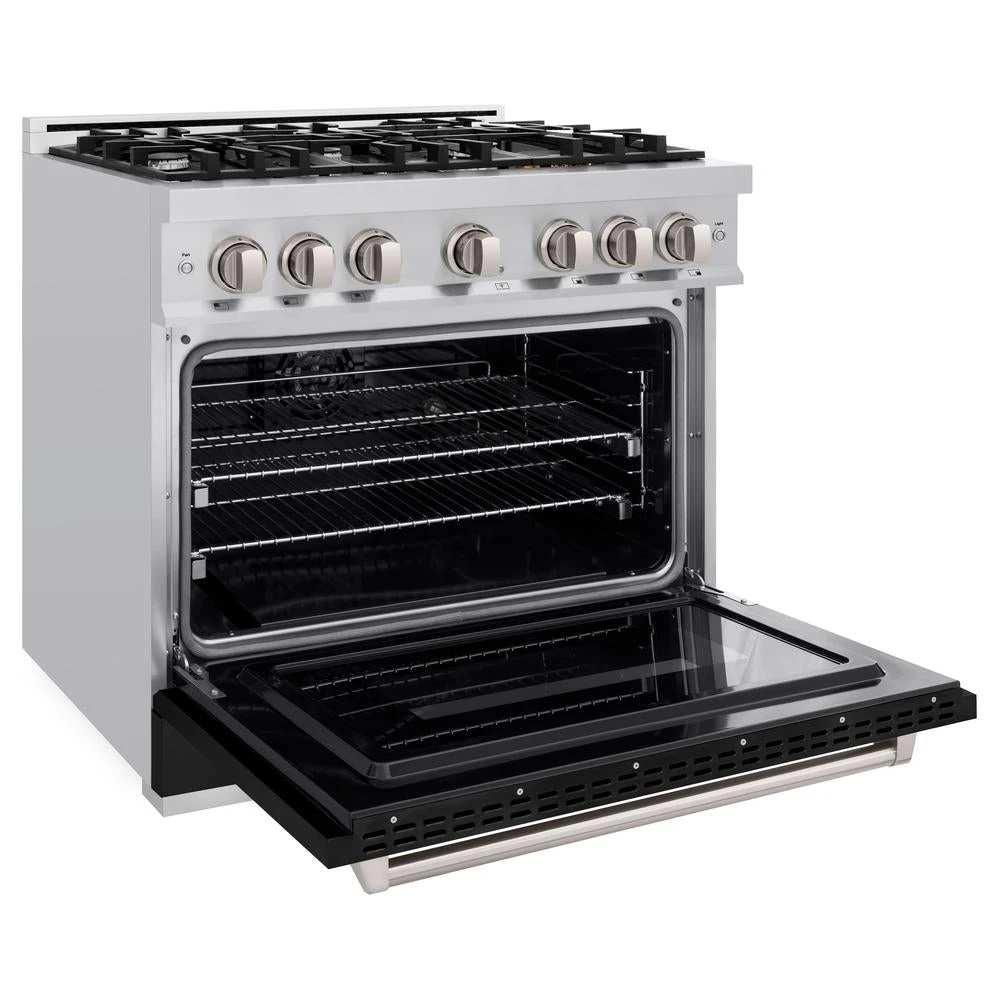 ZLINE 36 In. 5.2 Cu. Ft. Classic Dual Fuel Range With 6 Burner Gas Cooktop And Electric Convection Oven In Stainless Steel With Black Matte Door (CDR-BLM-36)(Zline 36 Classic Dual Fuel Range Stainless Steel Black Matte Cdr Blm 36) 6 ZLINE 36 In. 5.2 Cu. Ft. Classic Dual Fuel Range With 6 Burner Gas Cooktop And Electric Convection Oven In Stainless Steel With Black Matte Door (CDR-BLM-36)(Zline 36 Classic Dual Fuel Range Stainless Steel Black Matte Cdr Blm 36) - Image 6