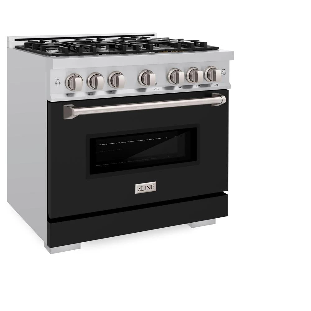 ZLINE 36 In. 5.2 Cu. Ft. Classic Dual Fuel Range With 6 Burner Gas Cooktop And Electric Convection Oven In Stainless Steel With Black Matte Door (CDR-BLM-36)(Zline 36 Classic Dual Fuel Range Stainless Steel Black Matte Cdr Blm 36) 5 ZLINE 36 In. 5.2 Cu. Ft. Classic Dual Fuel Range With 6 Burner Gas Cooktop And Electric Convection Oven In Stainless Steel With Black Matte Door (CDR-BLM-36)(Zline 36 Classic Dual Fuel Range Stainless Steel Black Matte Cdr Blm 36) - Image 5