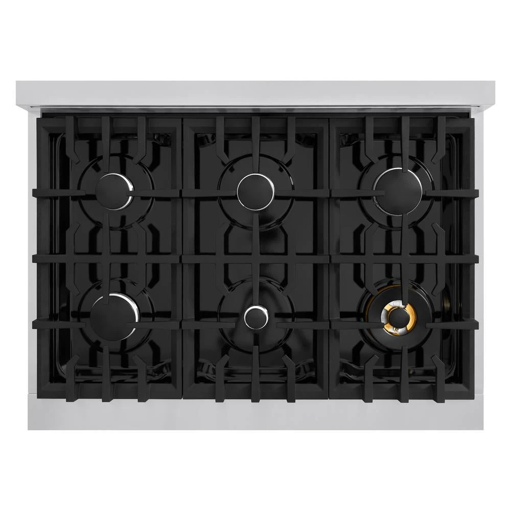ZLINE 36 In. 5.2 Cu. Ft. Classic Dual Fuel Range With 6 Burner Gas Cooktop And Electric Convection Oven In Stainless Steel With Black Matte Door (CDR-BLM-36)(Zline 36 Classic Dual Fuel Range Stainless Steel Black Matte Cdr Blm 36) 7 ZLINE 36 In. 5.2 Cu. Ft. Classic Dual Fuel Range With 6 Burner Gas Cooktop And Electric Convection Oven In Stainless Steel With Black Matte Door (CDR-BLM-36)(Zline 36 Classic Dual Fuel Range Stainless Steel Black Matte Cdr Blm 36) - Image 7