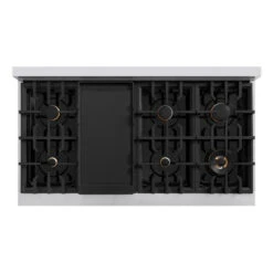 ZLINE 48 In. 6.7 Cu. Ft. Select Double Oven Dual Fuel Range In Stainless Steel With 8 Brass Burners (HDR-BR-48)(Zline 48 Select Dual Fuel Range Stainless Steel Brass Burners Hdr Br 48) -Induction Cooktop Store zline classic stainless steel dual fuel range HDR BR 48 top down