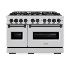 ZLINE Autograph Edition 48 In. 6.7 Cu. Ft. Classic Double Oven Dual Fuel Range With 8 Burner Gas Cooktop In Stainless Steel And Matte Black Accents (CDRZ-48-MB)(Zline Autograph Edition 48 Classic Dual Fuel Range Stainless Steel Matte Black Cdrz 48 Mb) 15 ZLINE Autograph Edition 48 In. 6.7 Cu. Ft. Classic Double Oven Dual Fuel Range With 8 Burner Gas Cooktop In Stainless Steel And Matte Black Accents (CDRZ-48-MB)(Zline Autograph Edition 48 Classic Dual Fuel Range Stainless Steel Matte Black Cdrz 48 Mb) -Induction Cooktop Store zline classic stainless steel dual fuel range autograph edition matte black CDRZ 48 MB front